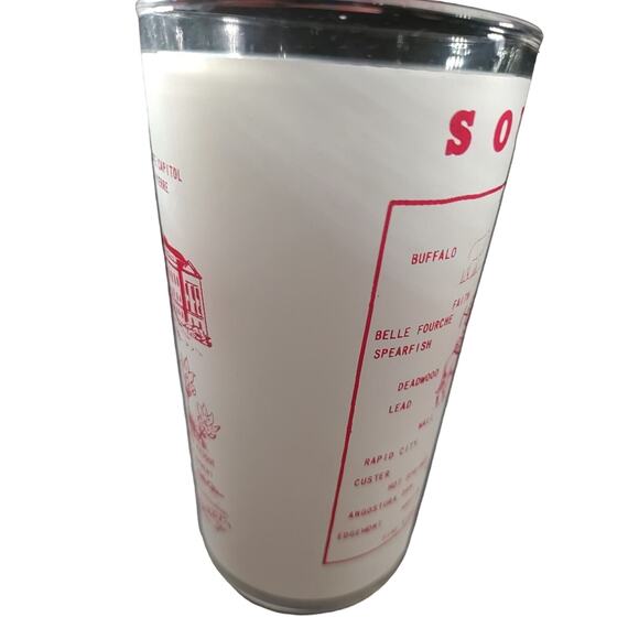 Vintage State Of South Dakota Souvenir Frosted Drinking Glass Hazel Atlas Flaw - Picture 12 of 14